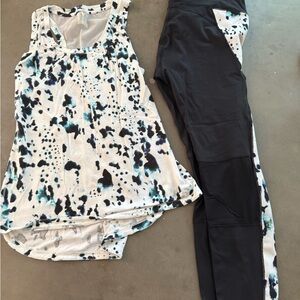 CALIA by Carrie Underwood Black and White Spotted Leggings Set